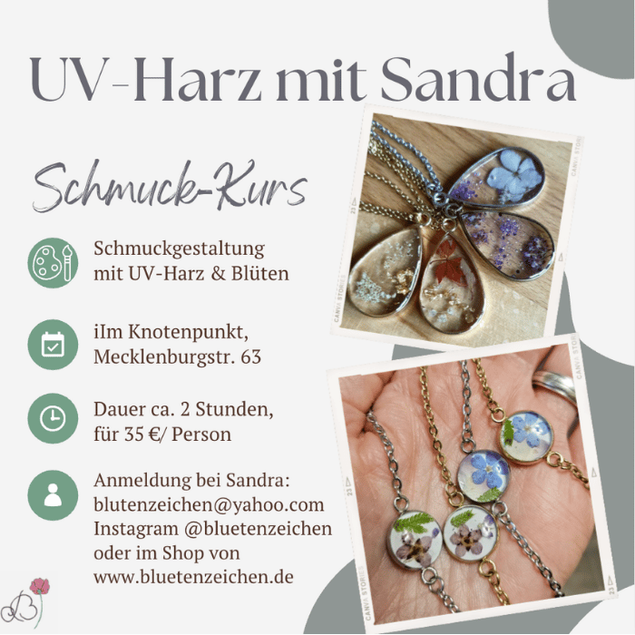 UV-Harz Blütenschmuck Kurs für Erwachsene